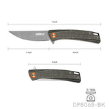 DISPATCH Pocket Folding Knife, 8cr13 Stainless Steel, Micarta Handle,Outdoors Multi-use Camping Knife