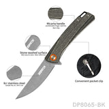 DISPATCH Pocket Folding Knife, 8cr13 Stainless Steel, Micarta Handle,Outdoors Multi-use Camping Knife