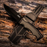 Heavy Duty Fixed Blade Hunting Knife Rubberized ABS Handle with K Sheath