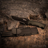 Heavy Duty Fixed Blade Hunting Knife Rubberized ABS Handle with K Sheath