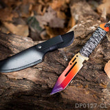 8.6'' Closed Tactical Fixed-Blade Color Knife With Leather Sheath, and Handle with Tie Rope for Outdoor, Tactical, Survival and EDC - Dispatch Outdoor Life
