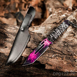 8.6'' Closed Tactical Fixed-Blade Color Knife With Leather Sheath, and Handle with Tie Rope for Outdoor, Tactical, Survival and EDC - Dispatch Outdoor Life