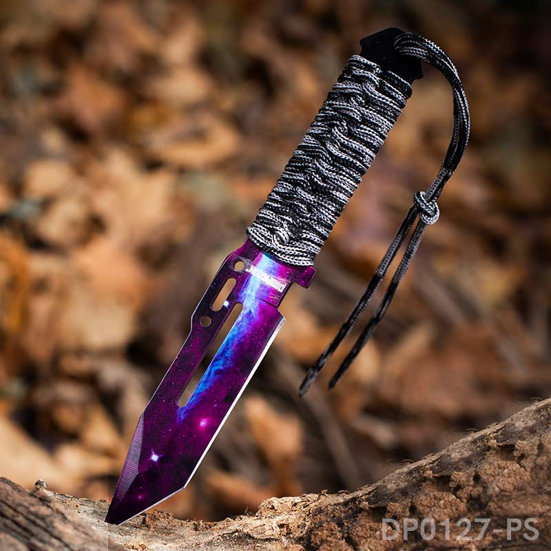 8.6'' Closed Tactical Fixed-Blade Color Knife With Leather Sheath, and Handle with Tie Rope for Outdoor, Tactical, Survival and EDC - Dispatch Outdoor Life