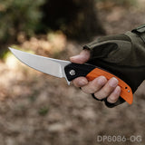 Lightweight Trailing Point Blade Folding Pocket Knife with Orange G10 Handle