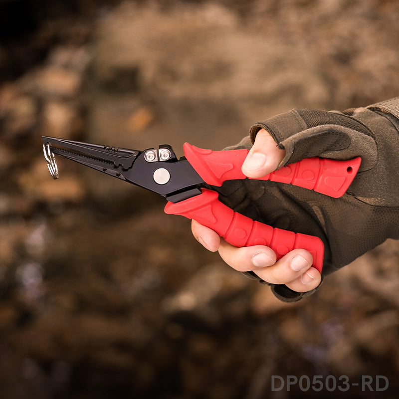 Long Nose Carbon Steel Red Fishing Pliers with Nonslip Handle