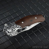 Low Profile VG10 Damascus Blade Pocket Knife with Rosewood Handle