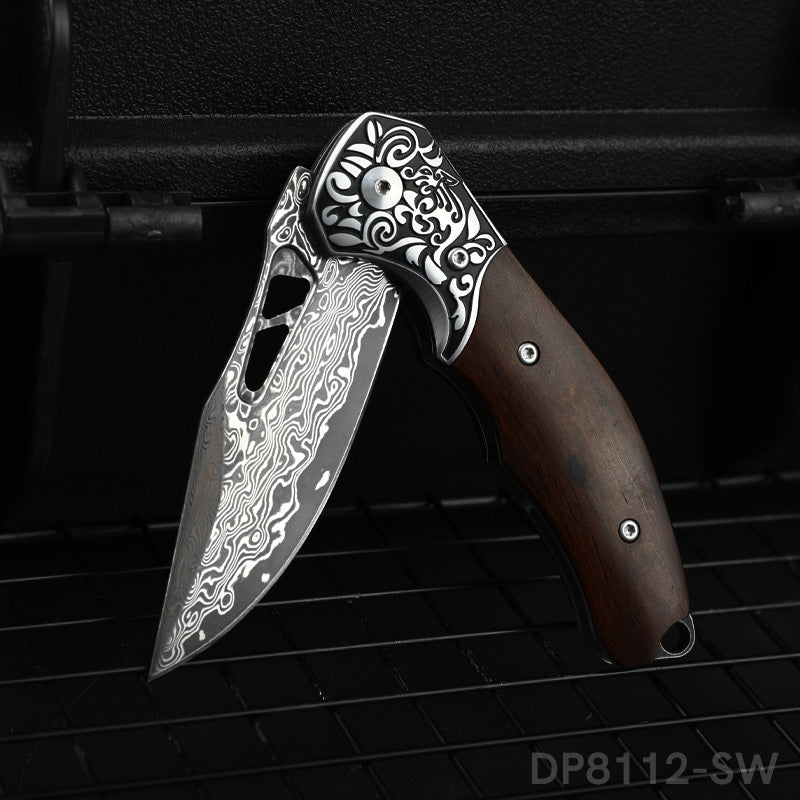 High End Genuine Damascus Pocket Knives with Wood Handle – Dispatch Knives