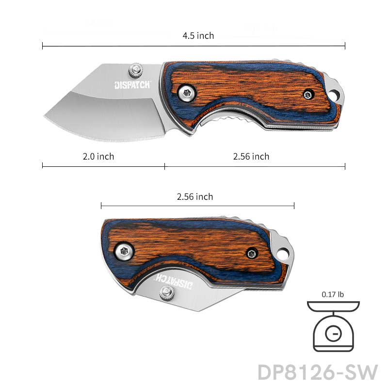 2.6 Closed Mini Pocket Cleaver Knife with Colored Wood Handle – Dispatch  Knives