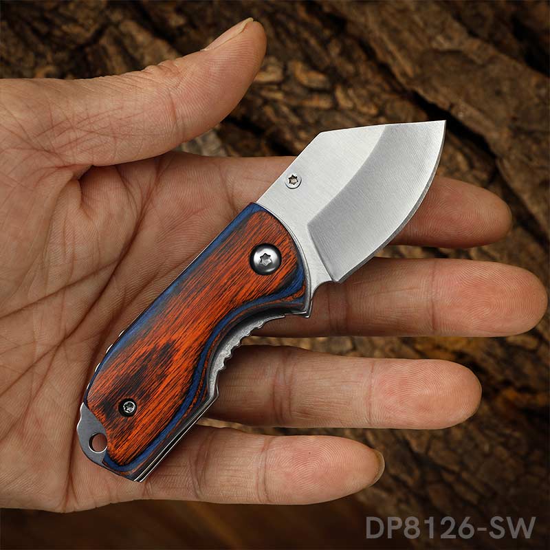 2.6 Closed Mini Pocket Cleaver Knife with Colored Wood Handle