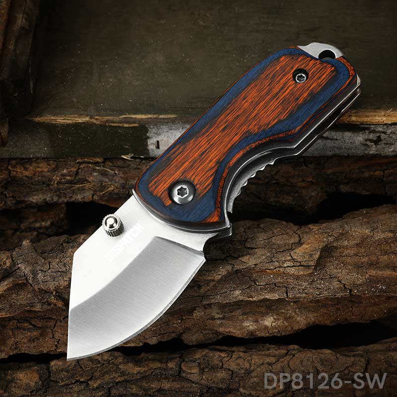 2.6 Closed Mini Pocket Cleaver Knife with Colored Wood Handle