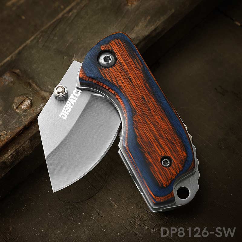 2.6 Closed Mini Pocket Cleaver Knife with Colored Wood Handle – Dispatch  Knives