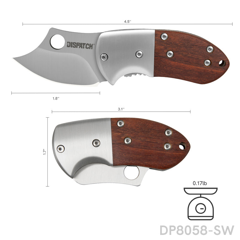 2.75" Closed Mini Folding Pocket Knife Red Wood Handle for Everyday Carry