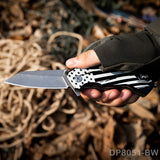 National Flag Patterned Folding Knife with Stonewashed Blade