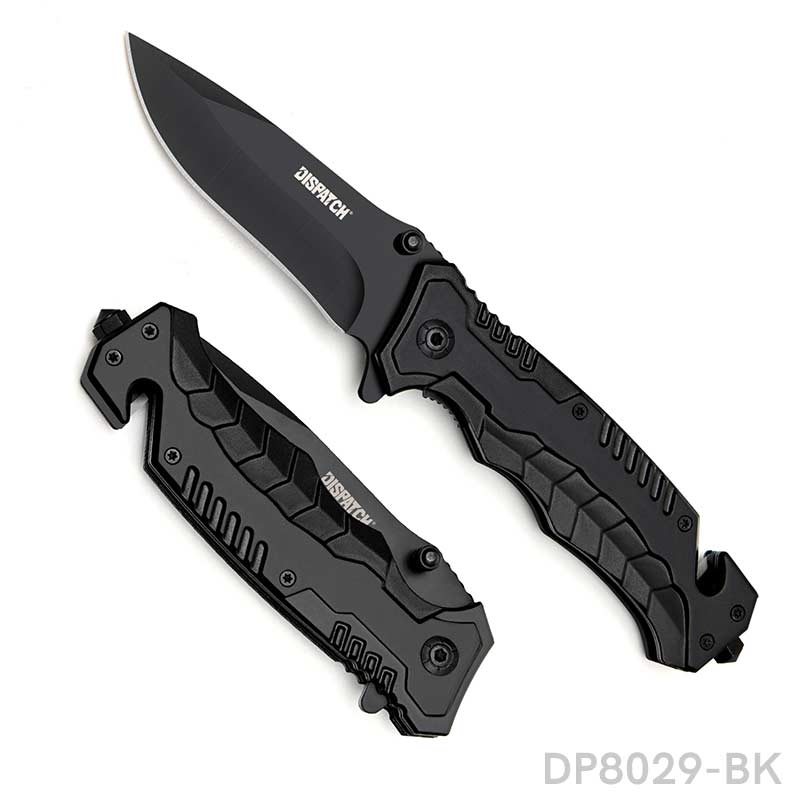 4.9'' Closed Folding Pocket Knife With Aluminum Handle and Black Oxide Blade for Outdoor, Tactical, Survival, and EDC - Dispatch Outdoor Life