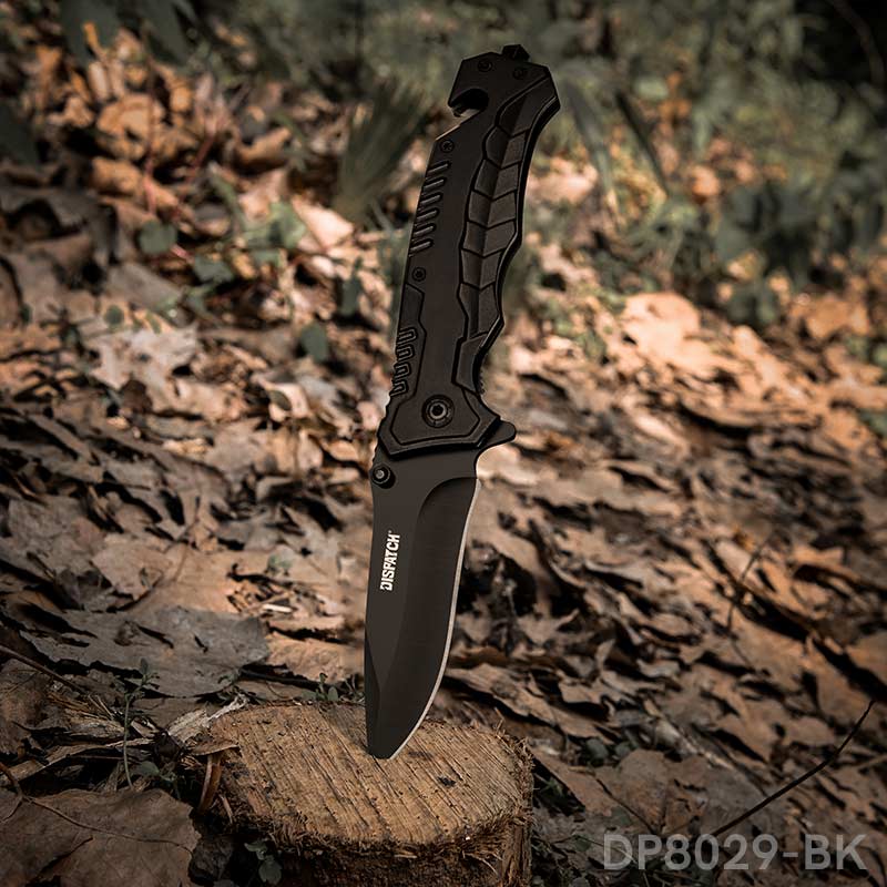 4.9'' Closed Folding Pocket Knife With Aluminum Handle and Black Oxide Blade for Outdoor, Tactical, Survival, and EDC - Dispatch Outdoor Life