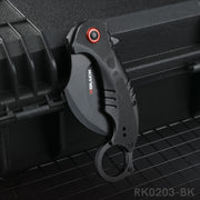 RBLACK Blackened Blade Claw Knife with Red Gasket