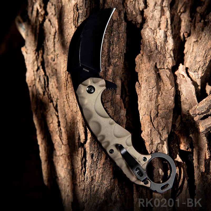 RBLACK Blackened Blade Knife with Aluminum Handle for EDC and Outdoor