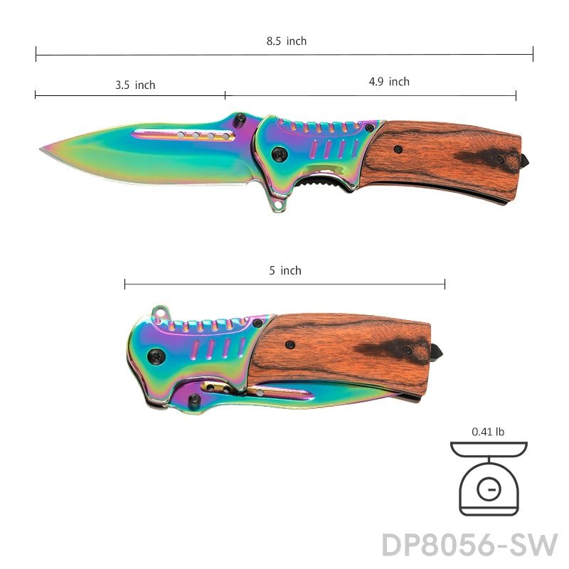 Rainbow Blade Folding Pocket Knife with Glass Breaker
