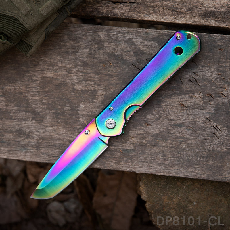 Black Wood Handle Titanium Rainbow Blade