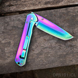 Rainbow Blade Folding Knife with PP7 Sheet Double Sided Grinding