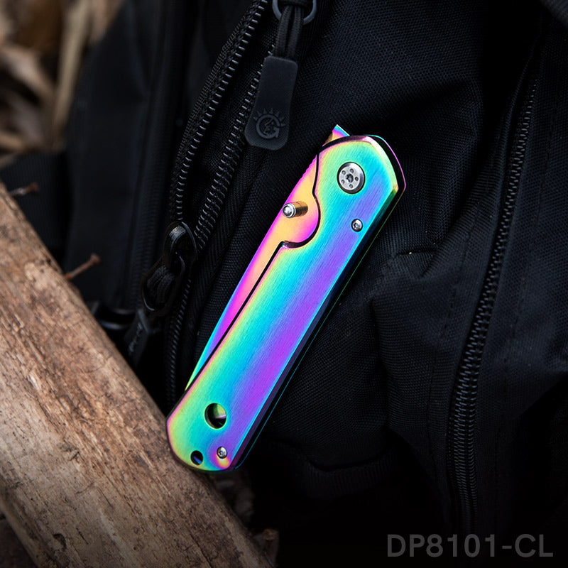 Rainbow Blade Folding Knife with PP7 Sheet Double Sided Grinding