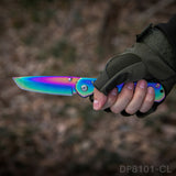 Rainbow Blade Folding Knife with PP7 Sheet Double Sided Grinding