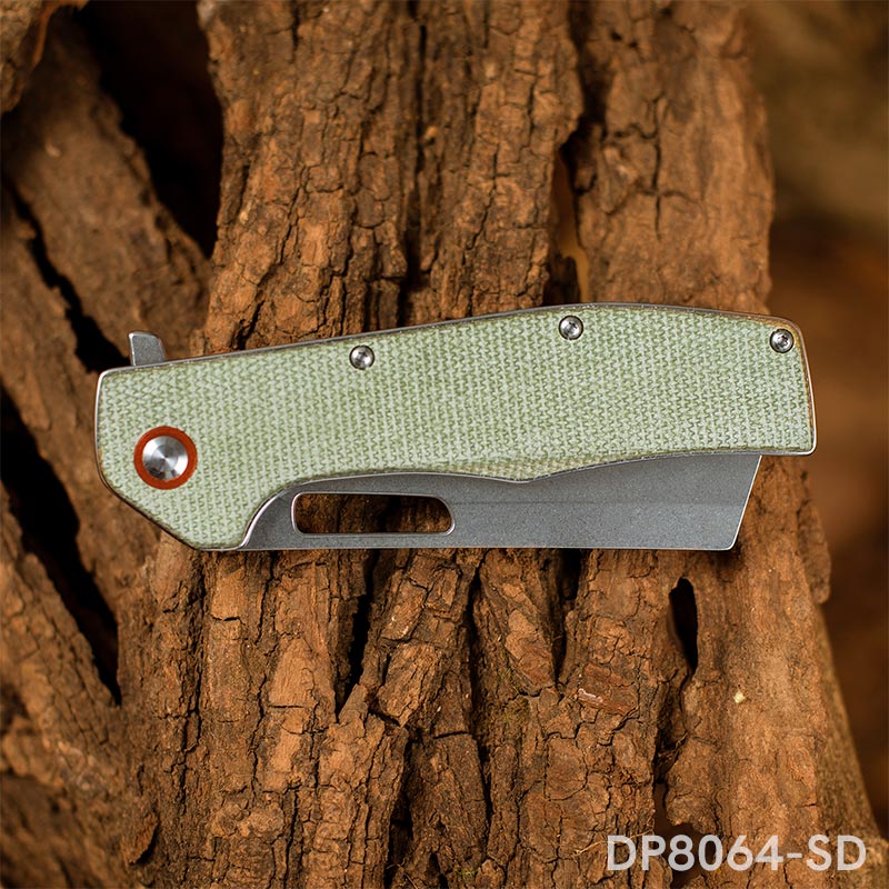 Sheepsfoot Blade Folding Knife with Micarta Handle and Clip for EDC and Survival