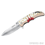Spring Assisted Drop Point Folding Knife with Holiday Design 3D Effect Handle - Dispatch Outdoor Life