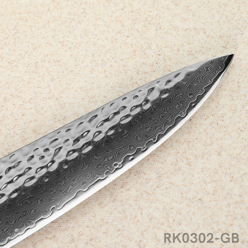 RBLACK Hammered Damascus Chef Knife with G10 Handle