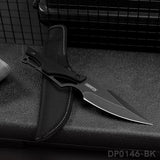 Stonewashed Fixed Blade Knife with Nylon Sheath for Outdoors