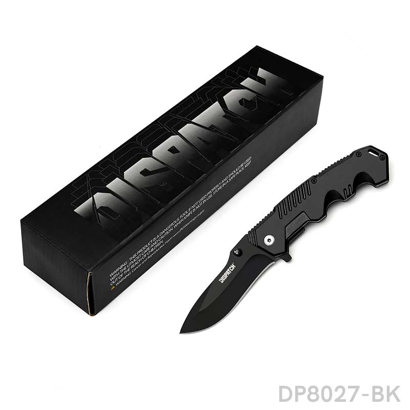 4.9'' Closed Folding Pocket Knife with Aluminum Handle and Black Oxide Blade for Outdoor, Tactical, Survival, and EDC - Dispatch Outdoor Life