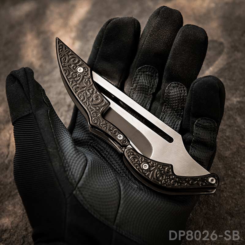 5.8" Black-Oxide Finished Unique Opening Folding Pocket Knife for Outdoor Survival Hunting Camping and Hiking" - Dispatch Outdoor Life