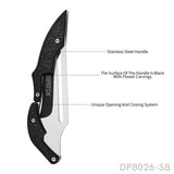 5.8" Black-Oxide Finished Unique Opening Folding Pocket Knife for Outdoor Survival Hunting Camping and Hiking" - Dispatch Outdoor Life