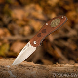Vintage Folding Pockt Knife with Deer Medallion Handle for Christmas Day Gift