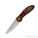 Vintage Folding Pockt Knife with Deer Medallion Handle for Christmas Day Gift