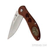 Vintage Folding Pockt Knife with Deer Medallion Handle for Christmas Day Gift