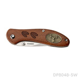 Vintage Folding Pockt Knife with Deer Medallion Handle for Christmas Day Gift